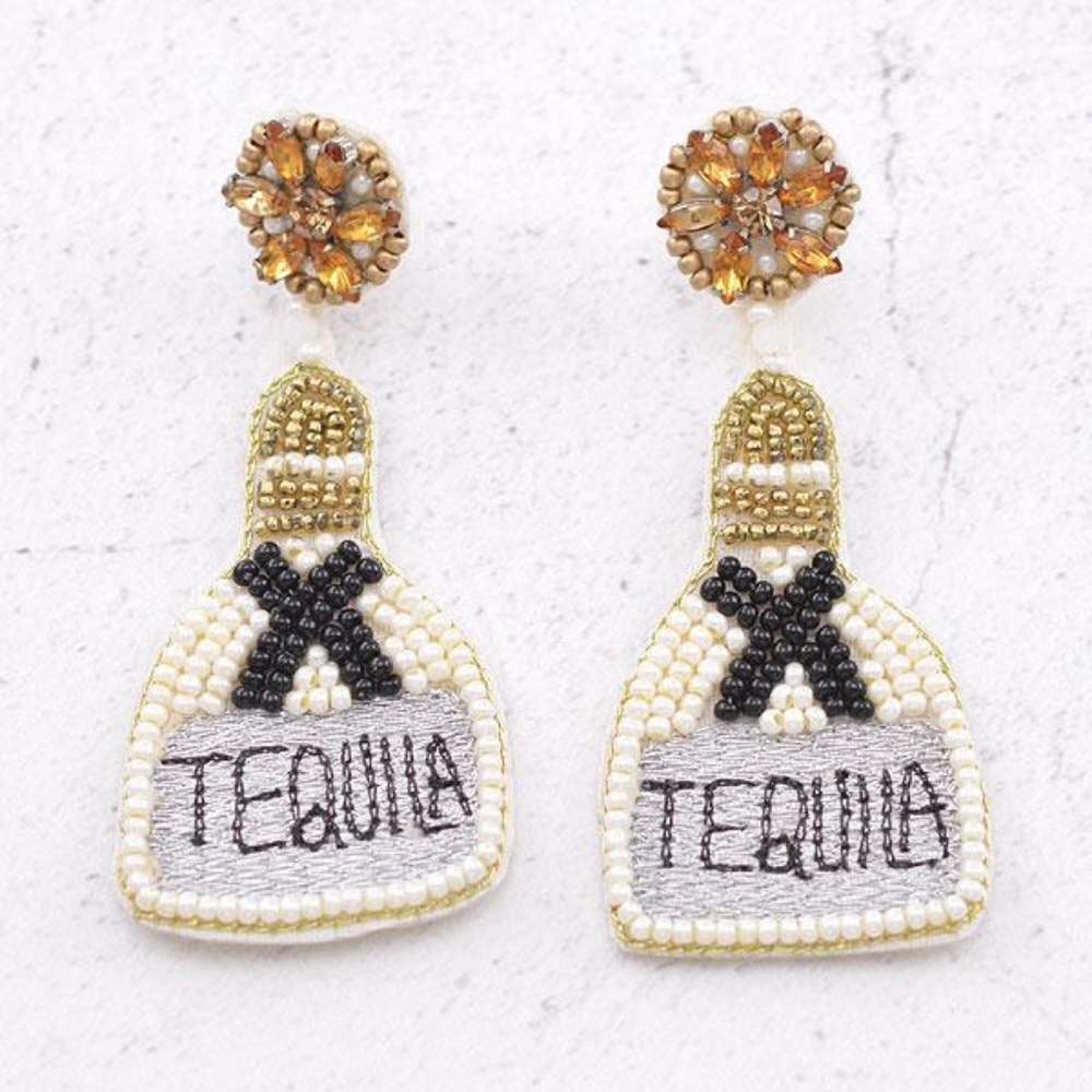 Seed Beaded Tequila Earrings - Cinco de Mayo - Girls' Night Earrings